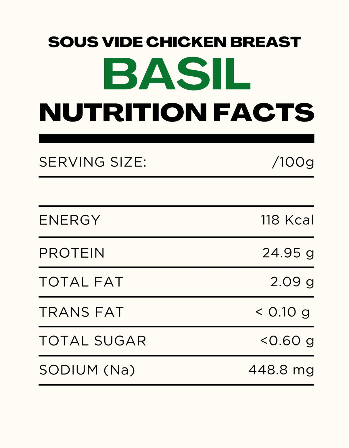 Sous Vide Basil Chicken Breast Frozen, 170g