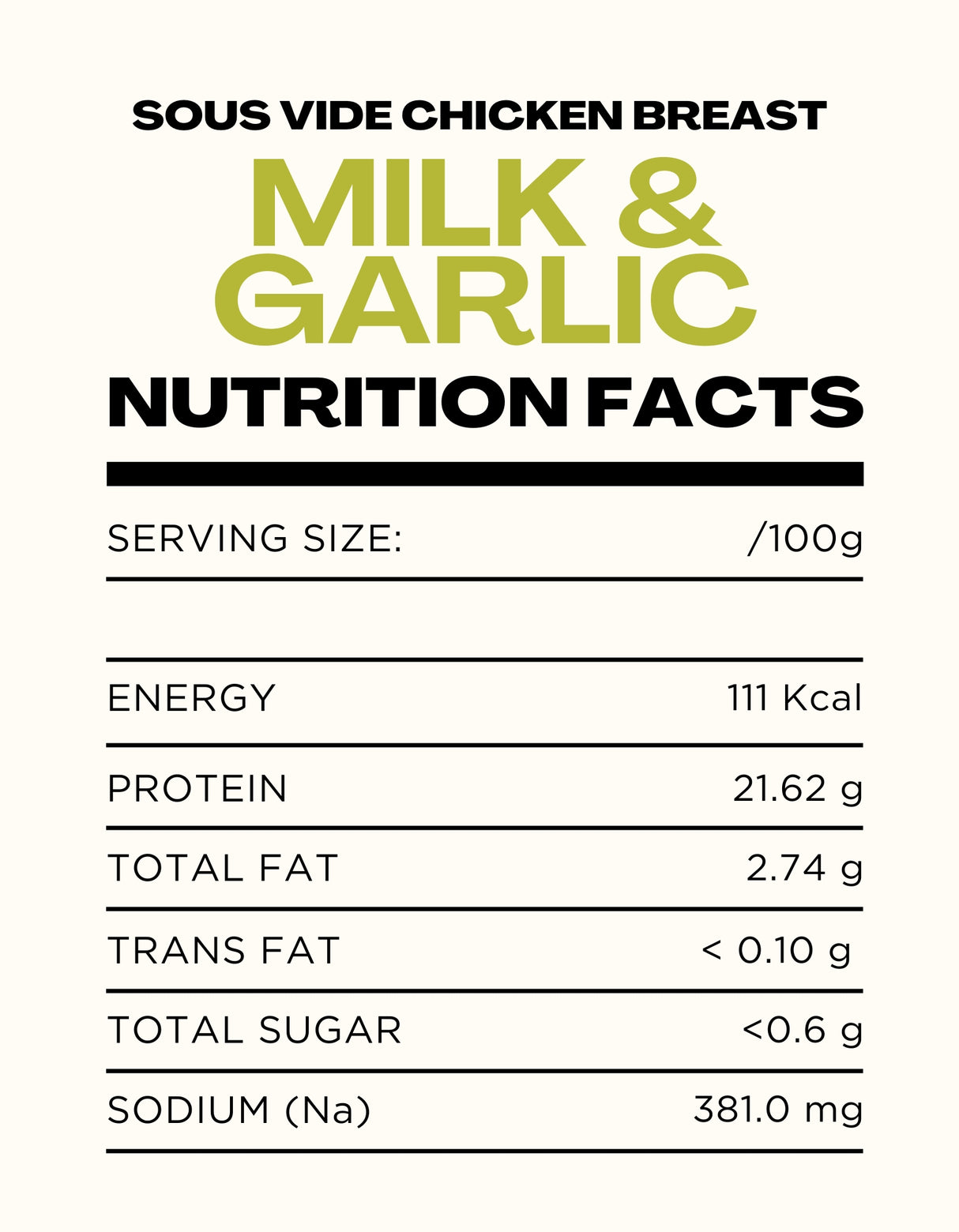 Sous Vide Milk & Garlic Chicken Breast Frozen, 170g