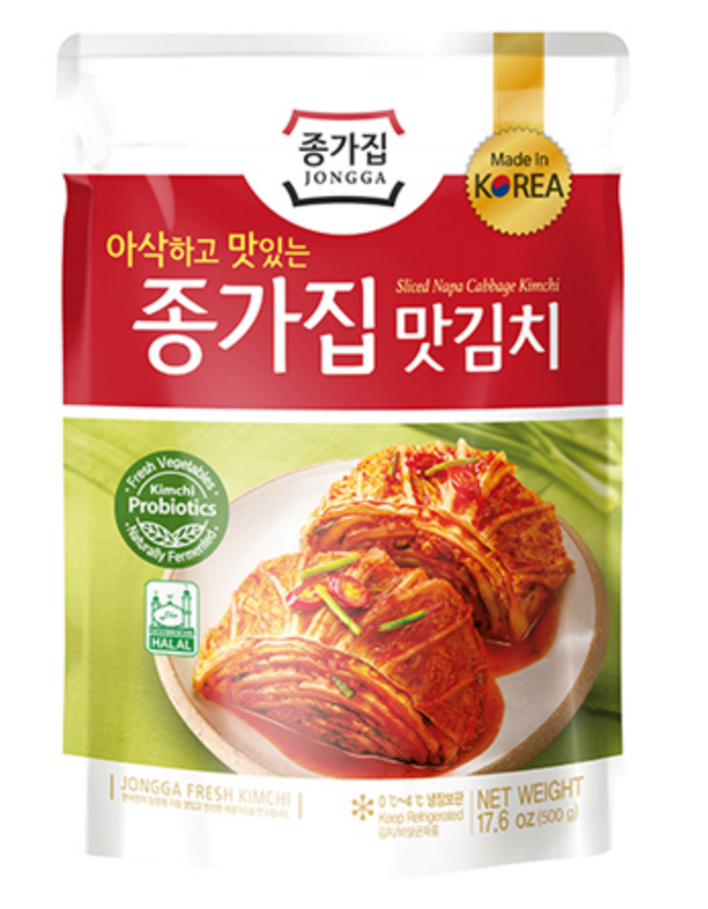 Jongga Sliced Cabbage Halal Mat Kimchi, 500g