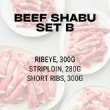 Beef Shabu Set B: Ribeye + Striploin + Short Ribs
