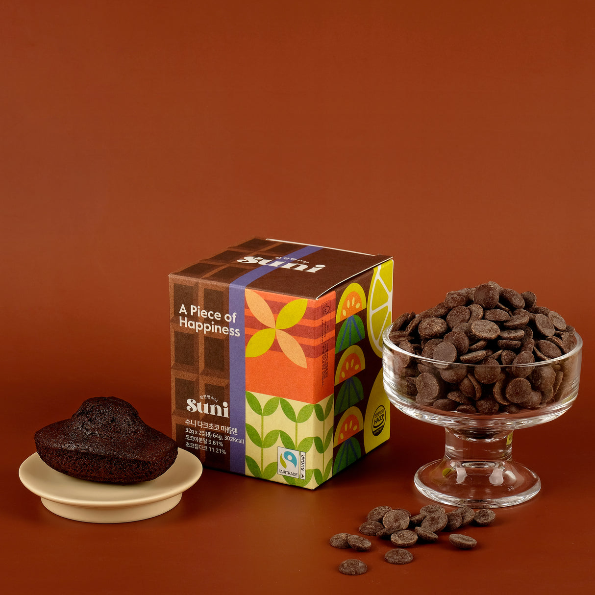 SUNI Madeleine Dark Choco 2pcs 수니 마들렌 다크초코, 64g